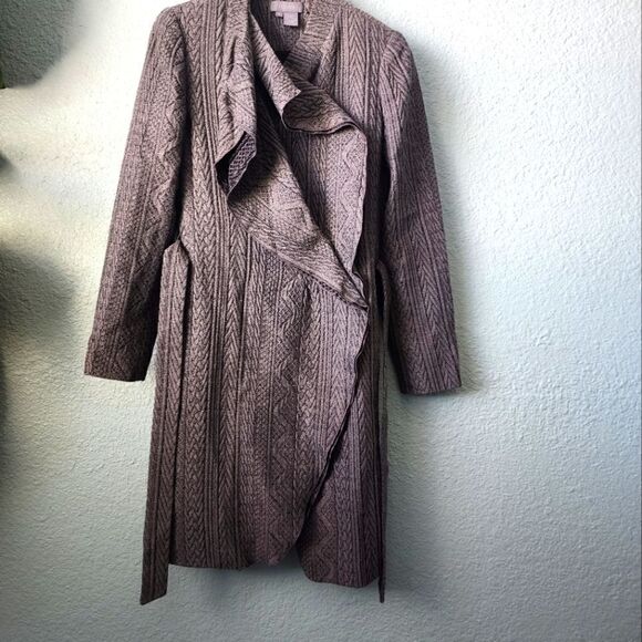 ECCOCI knit coat belted side pockets wool blend new without tags minimalist - Picture 15 of 16